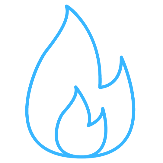 Flame icon blue